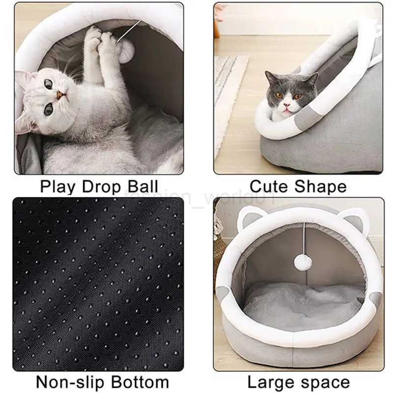 Cute cat bed suitable for indoor small and large cat and dog tents soft pet kitten houses comfortable puppy matsX240730