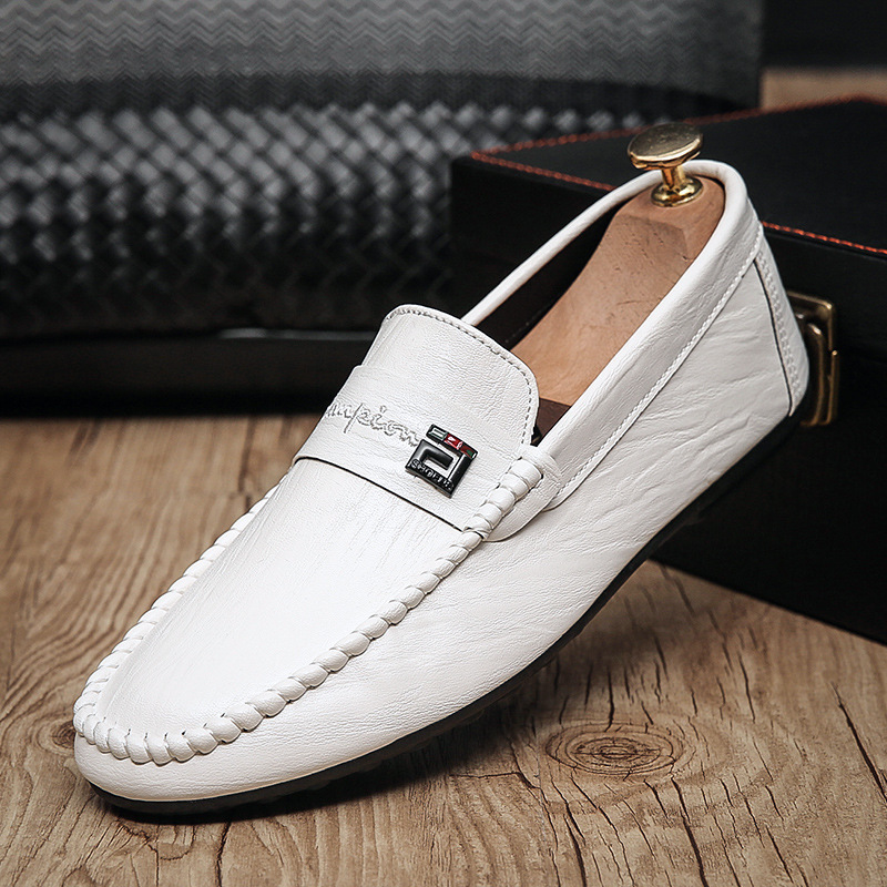2022 Spring Autumn Men's Dress Shoes White Loafers Leather Casual Shoes Slip on Moccasin Shoes Fashion Men Shoes Design Shoes