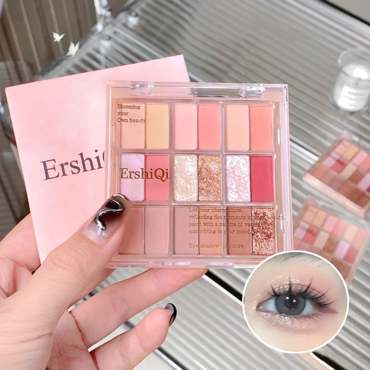 Shimmer Pink ple Palette Glitter Matte Eyeshadow Longlasting Eye Beauty Makeup Brighten Cosmetics 18-Color X250910