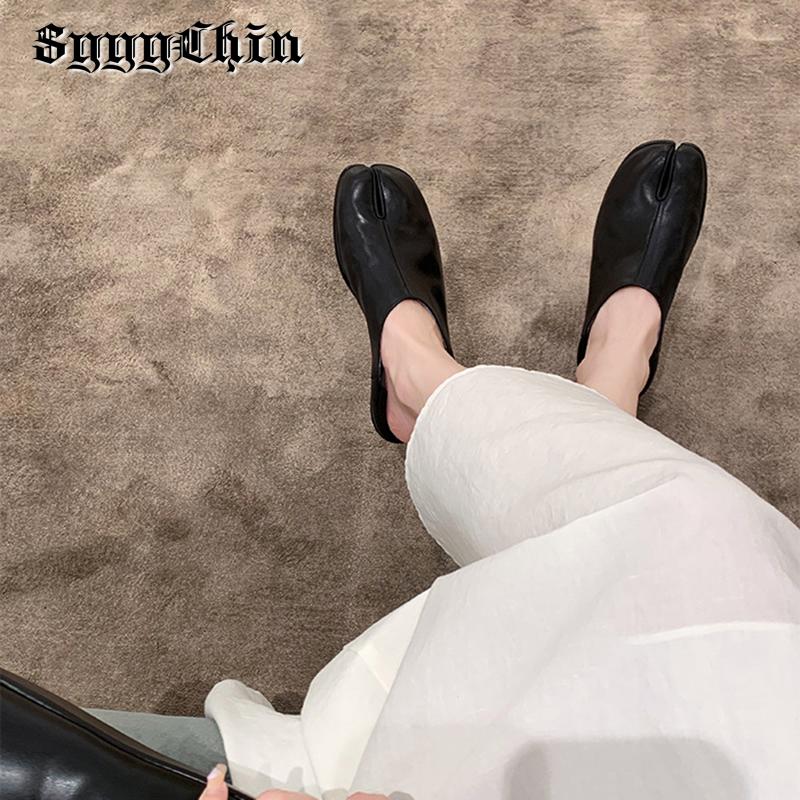 Autumn Women Flats Genuine Leather Split Toe Loafers Oxfords Female Slippers Ladies Fashion Ninja Vintage Casual Cozy Soft Shoes