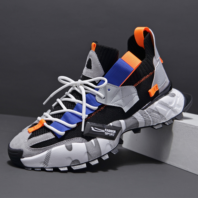 2023 Fashion Men Platform Sneakers Breathable Comfortable Sport Shoes Chunky Knitting Mesh Sneakers Casual Shoes White Sneakers