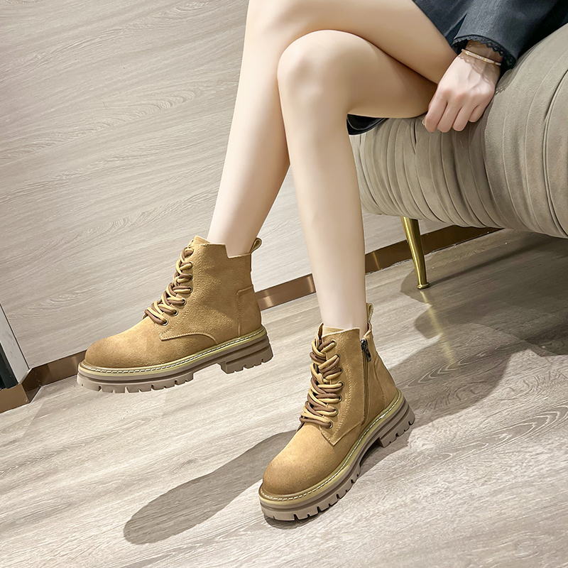 AIYUQI Women's Ankle Boots Large Size 2024 Spring New Platform Women's Short Boots Hot Genuine Leather Thick-soled Ladies Boots