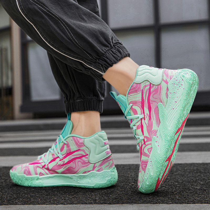 Basketball shoes for men and women anti-slip wear absorbent net surface breathable student fashion trend sports shoes high top