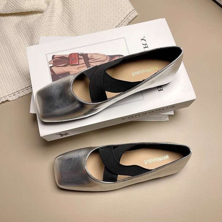 Ladies Ddmysports S New Autumn French Square Toe Shallow Flat Shoes Outdoor Shoes quare hallow hoes hoes