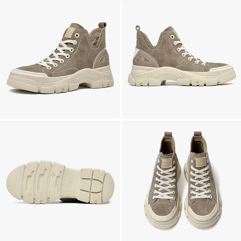 BeauToday Casual Sneakers Women Suede Leather Round Toe Lace-Free High Top Ladies Retro Fashion Flat Shoes Handmade 29575