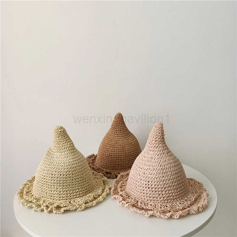 INS Style Cute Pinnacle Straw Hat For Baby Boys And Girls Wizard Hat Big Brim Summer Sunhat Kids Fisherman Hat Fashion CapXJ240730
