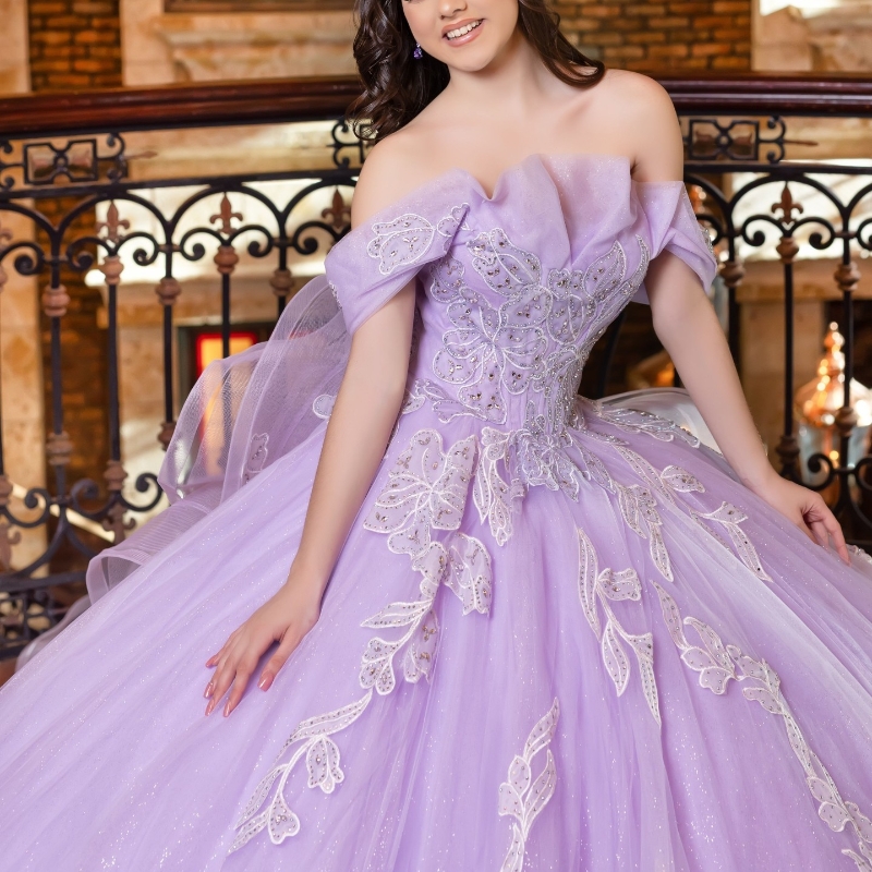 Charming Mexico Lilac Quinceanera Dresses Applique Beads Tull Lace Up Party Prom Gown Vestidos 15 De XV Anos Sweet 16 Dress