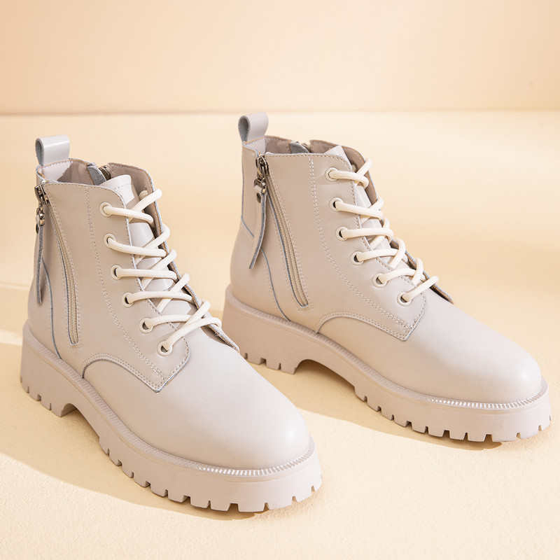 Genuine Leather Marton Boots Women Autumn 2024 New Double Zipper Women's Ankle Boots Platform Thick Heel Motorcycle Boots Women