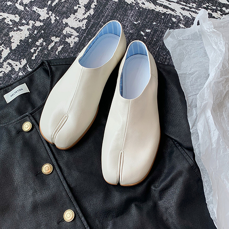 Autumn Women Flats Genuine Leather Split Toe Loafers Oxfords Female Slippers Ladies Fashion Ninja Vintage Casual Cozy Soft Shoes
