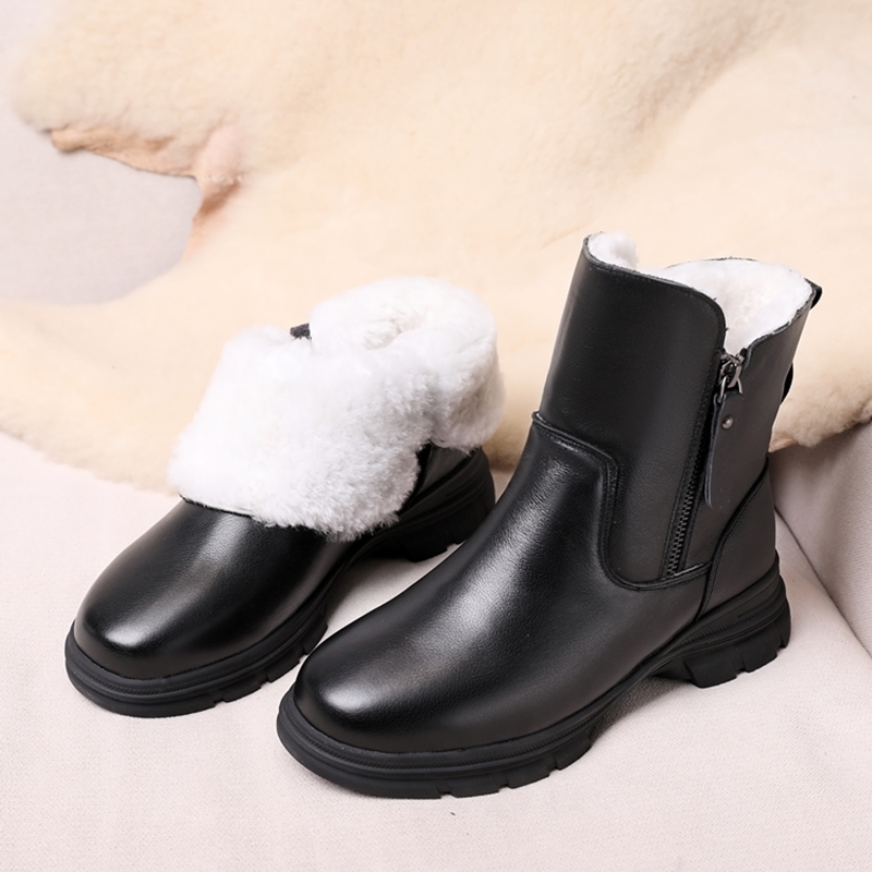 AIYUQI Women Winter Boots Anti Slip 2024 New Genuine Leather Women Ankle Boots Large Size Warm Snow Boots Women