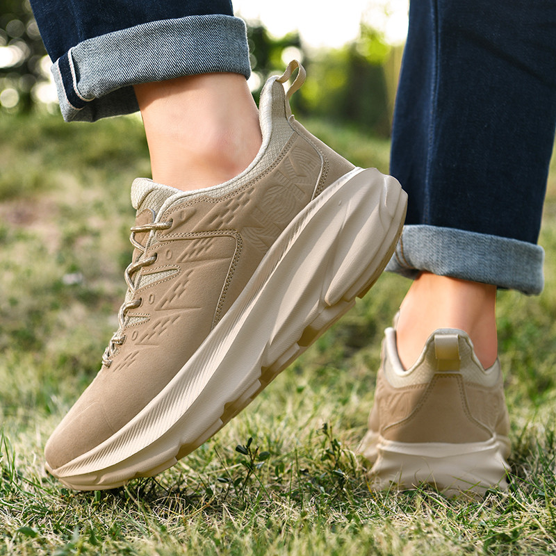 Nubuck Leather Anti-Skid Running Shoes for Men, Casual Footwear, Gym Shoes, Sports Footwear, Jogging, Walking, Tennis, New, 2024