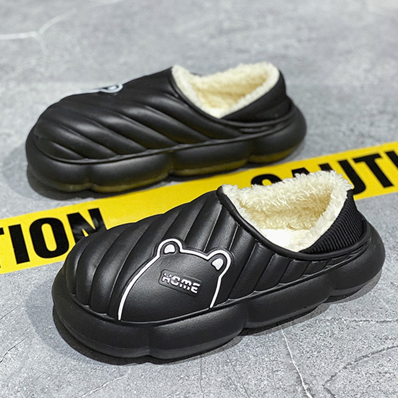 Winter 2024 Plush Men Outdoor Cartoon Waterproof Warm Sneaker Slippers New Women Non-Slip Indoor Home Thick Platform Shoes a09e