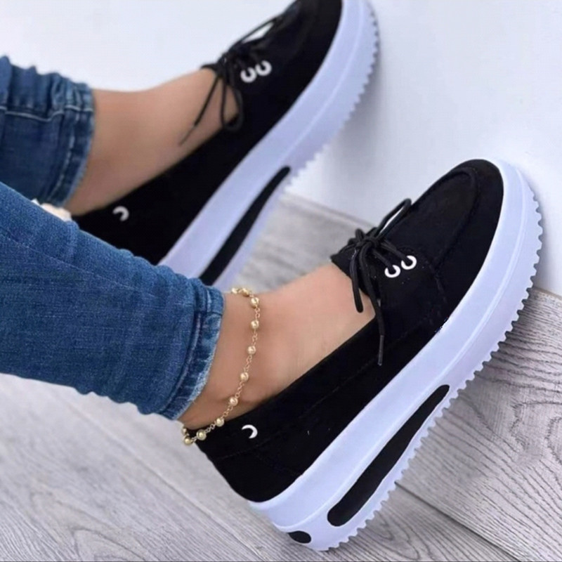2022 Shoes For Women Summer Platform Sport Casual Shoes Lace-up Flats Size Comfort Non Slip Women Loafers Vulcanize Shoes