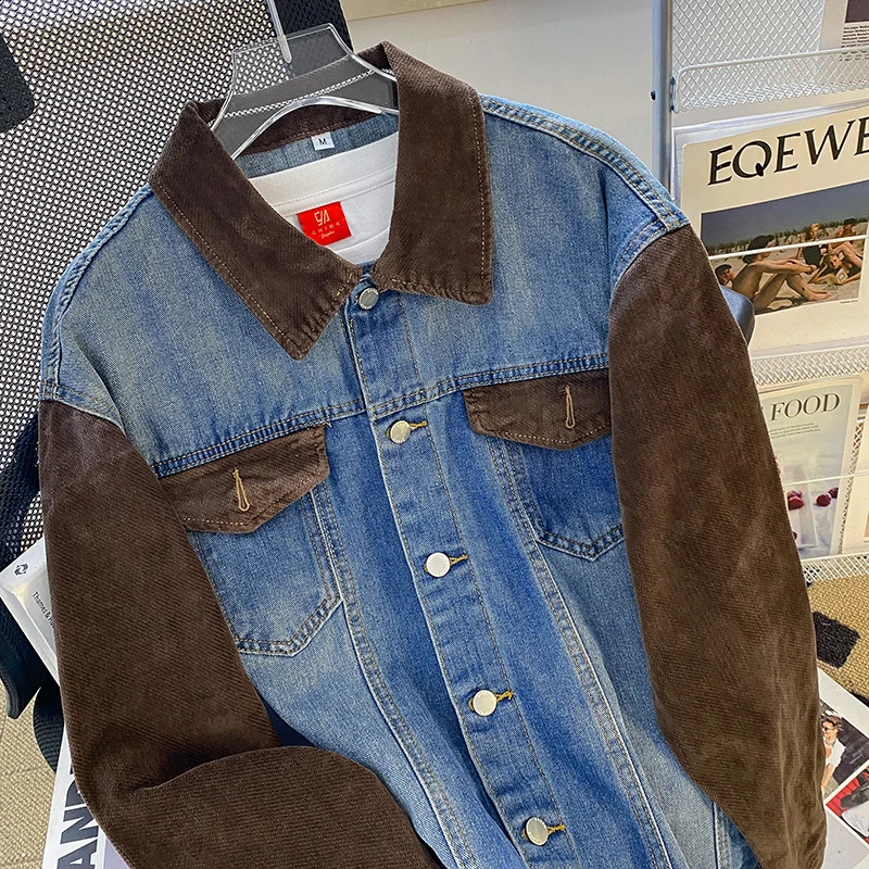 Spring Mens Solid Collar Denim Jacket Fashion Motorcycle Jeans Jacket Slim Fit Cotton Casual Jacket Size A13240813 - view 3