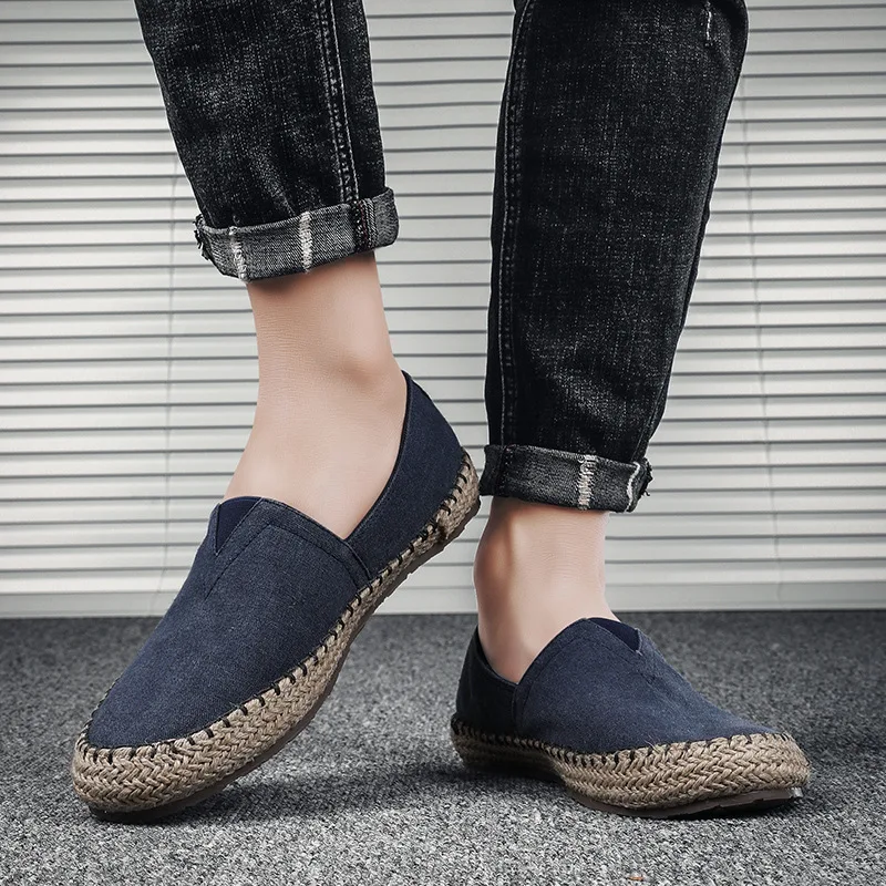 High Quality Espadrilles Footwear Men's Flat Canvas Shoes Hemp Lazy Flats for Men Moccasins Male Loafers Driving Shoes New 2024