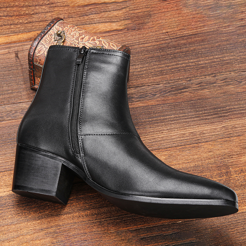 Size 40~46 Men Heightened Shoes Fashion Men high-heeled Boots Leather Chelsea Ankle Boots #G18