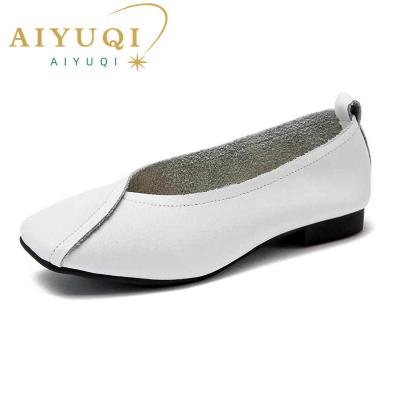 AIYUQI flat shoes 2024 new autumn genuine leather women flat shoes onon-slip Plus Size 35-43 Women casual shoes