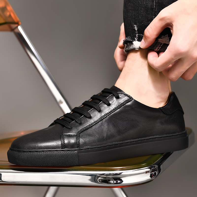Genuine Leather Men's Shoes Luxury Brand Casual Shoes Non-slip Lace-up Sneakers Shoes Comfortable Sports Shoes Men Walking Shoes