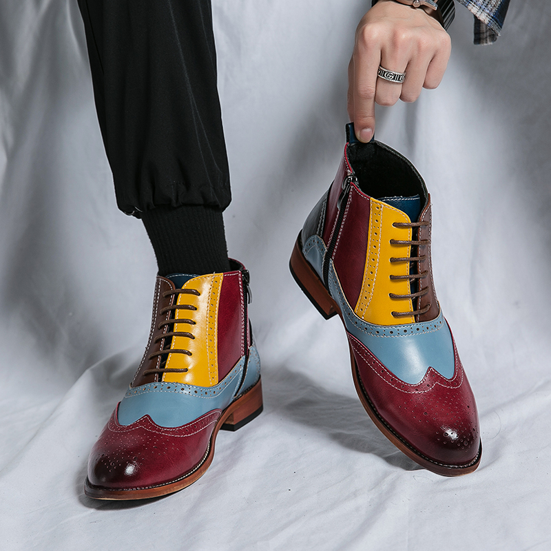 Handmade Casual Leather Luxury Mens Designer Business Brand Formal Chelsea Dress Cowboy Shoes for Men Boots Ankle Boots Footwear