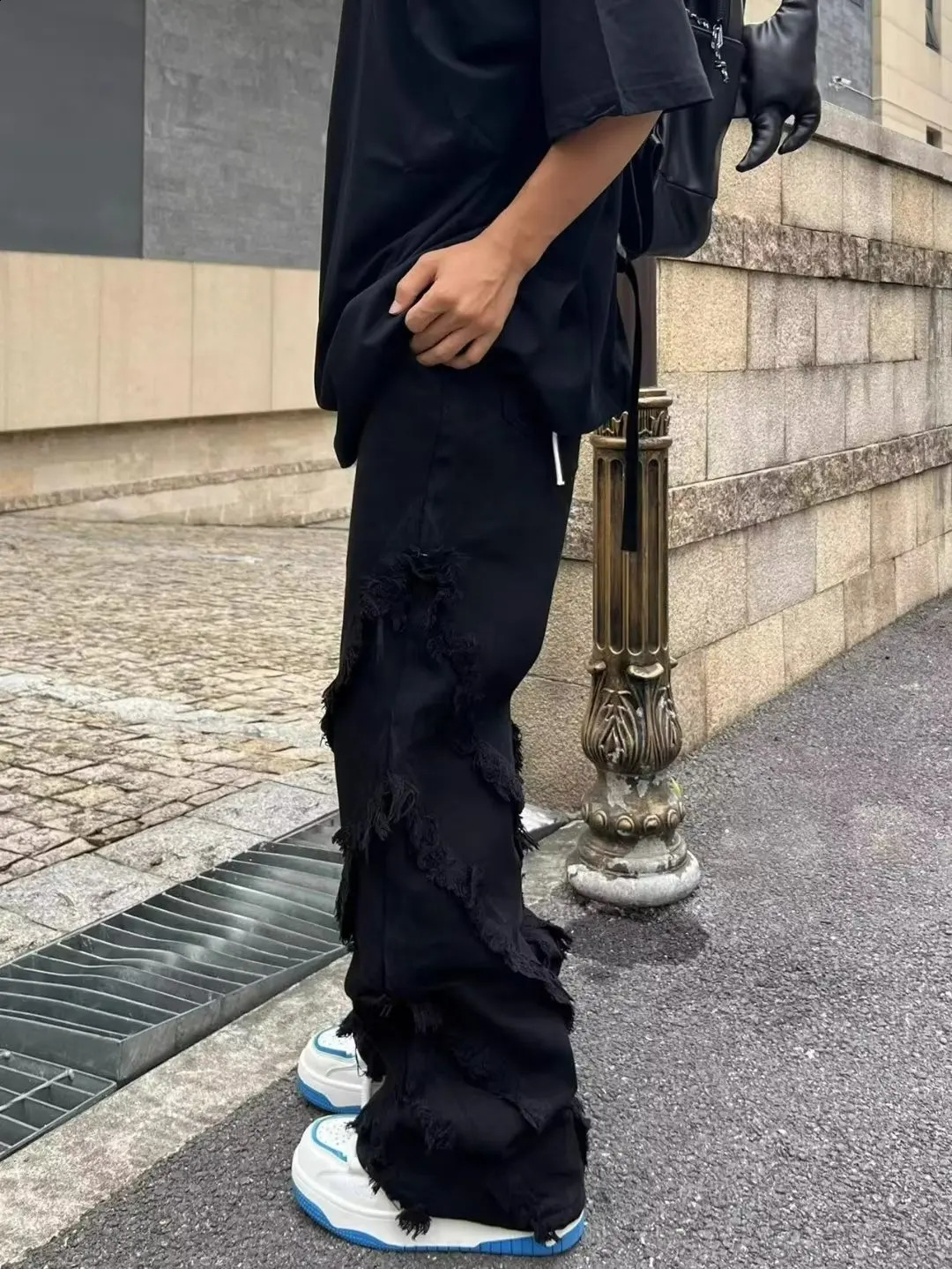 American style Erosion Damage Primitive Edge Street Jeans Harajuku Style Hip Hop Dance Straight White Womens Y2k Clothing 240812