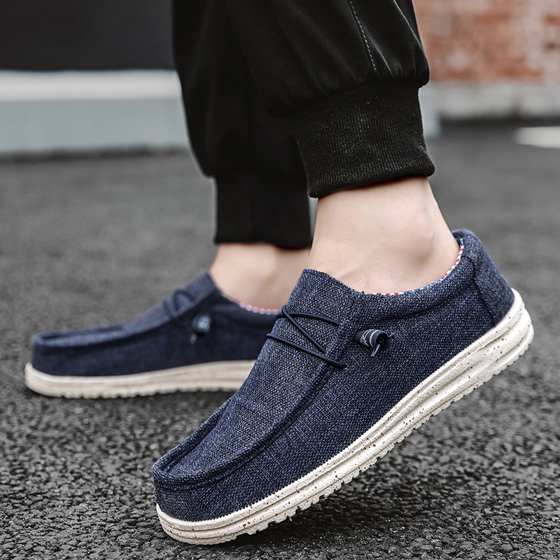 Men's Breathable Casual Canvas Slip Shoes Comfort Slip-on Loafer Soft Penny Loafers for Men Lightweight Driving Boat Shoes