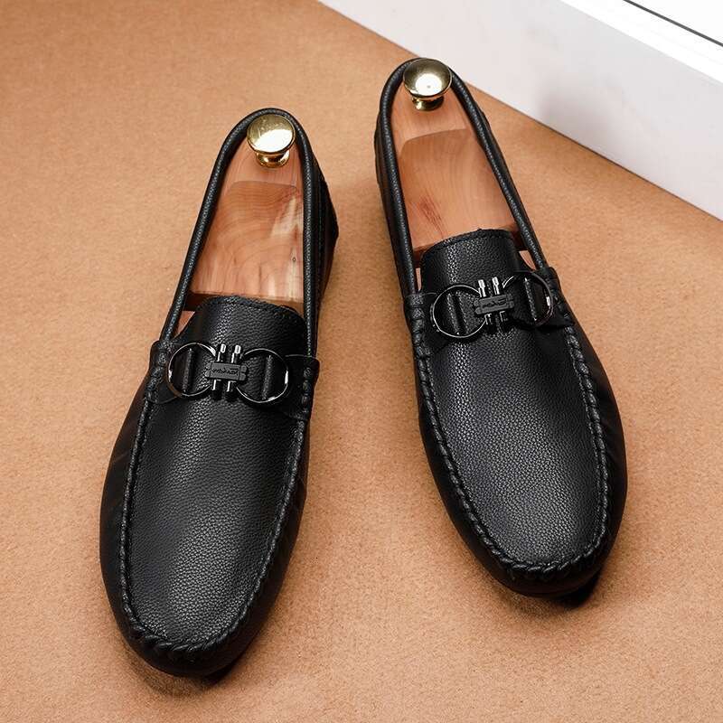2024s 2023 Autumn New Men's Bean Shoes Casual Single Shoes One Step Lazy Shoes Bean Shoes Men's Leather Shoes Foot Strength