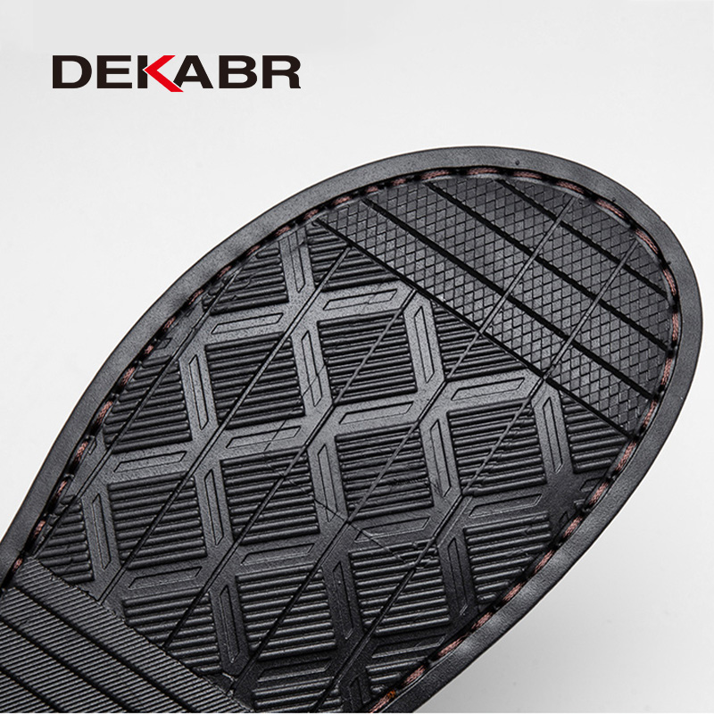 DEKABR New Summer Men Sandals Leather Designer Slippers Men Flip Flops Fashion Casual Beach Slides Outdoor Plus Size Slippers