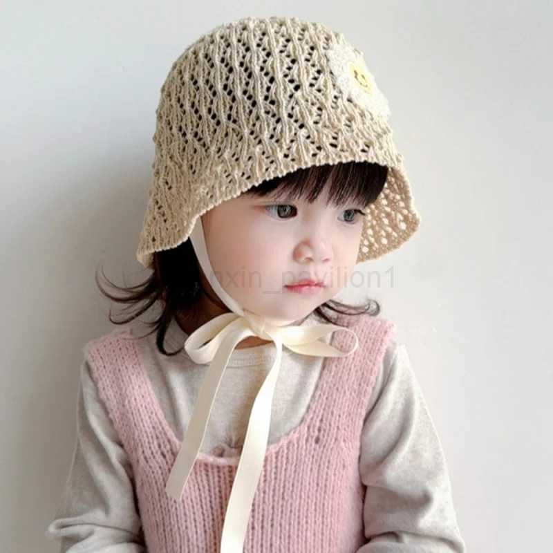 ChildrenS Hats Korean Style Straw Bucket Hat Boys Girls Baby Summer Straw Hat Sun Hat Strap Sunscreen Hat Children AccessoriesXJ240730