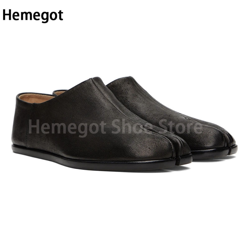 Split Toe Slip On Men Silver Leather Loafers Fashion Cattlehide Men Oxfords Shoes Lazy Flat Shoes Male Formal Party Shoes