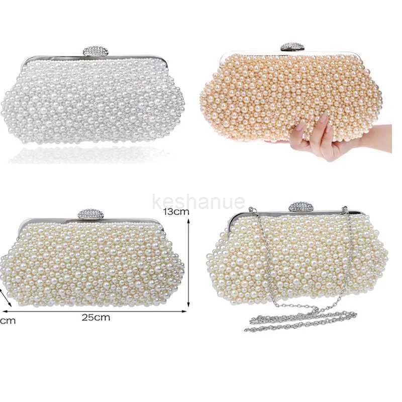 Women messenger beaded women vintage evening bags imitation pearl shell women bag shoulder bagsdiamonds clutch bag for weddingXJ240730