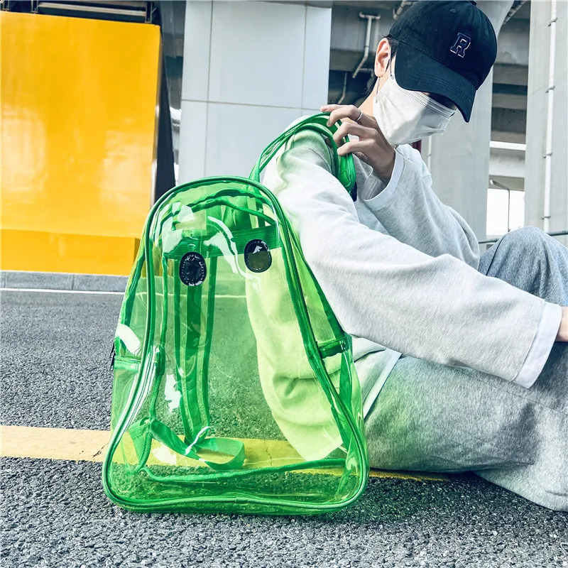 Transparent Backpack Halloween Ghost Schoolbag Waterproof PVC Clear Plastic Daily Backpack Teenager Notebook Schoolbag Beach bag 240730