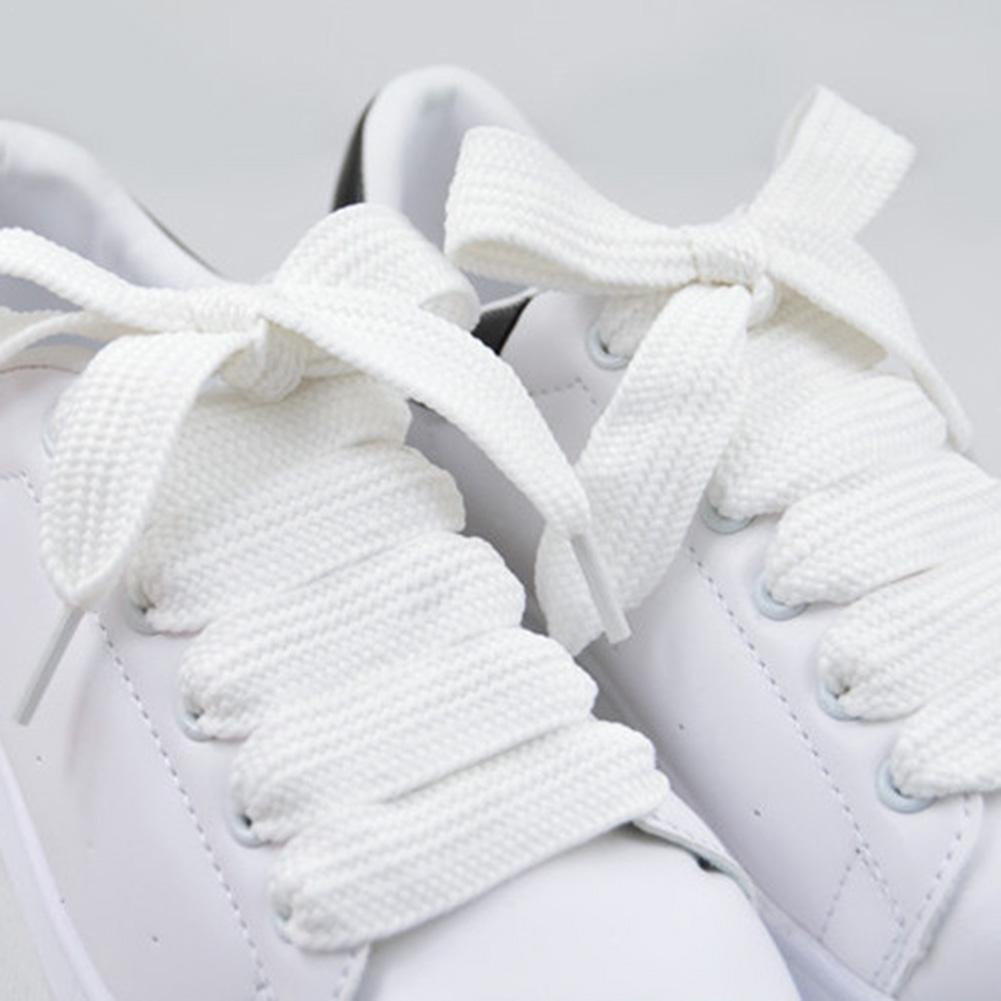 1.5CM Wide Double Layered Thicken Shoelaces Sports Rope Non Elastic White Leisure Women Sneaker Lacet Shoelaces Accessories