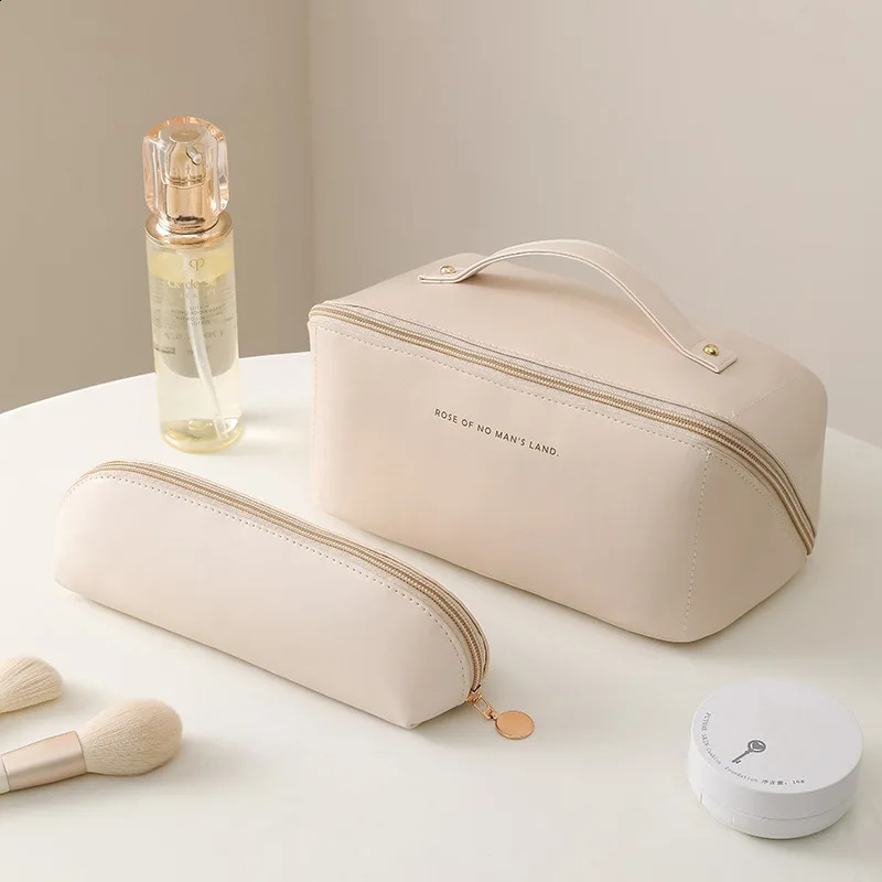 Large-Capacity Travel Cosmetic Bag Portable PU Makeup Pouch Women Waterproof Bathroom Washbag Multifunctional Toiletry Kit 240730