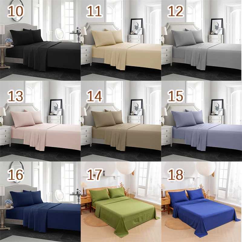 Solid Color Soft Brushed Bed Set Fitted sheet Flat Sheet Pillowcase Bedding Set Bed Sheet Twin Full Queen CA King 3/4 Pieces Y240730