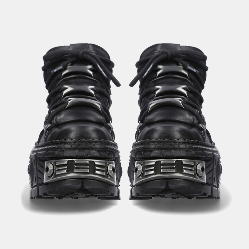 Brand Platform Women's f3443 Fashion Ankle Boots 2024 New Dark Punk Style High Heels Metal Decoration Design Y2k Gothic Shoes INS