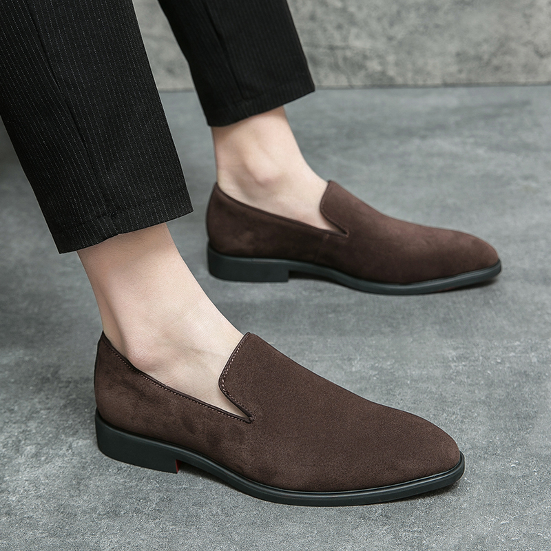 Italian Spring designer brand suede leather Business Office Dress shoes for Brown nightclub Party Loafers man a16a