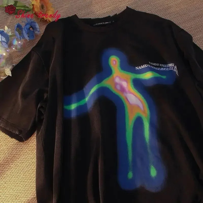 T-shirt Women Distorted Portrait Print Short Sleeve Harajuku Oversized T-shirt Hip Hop Streetwear Men T Shirt Y2k Top Graphic 240730