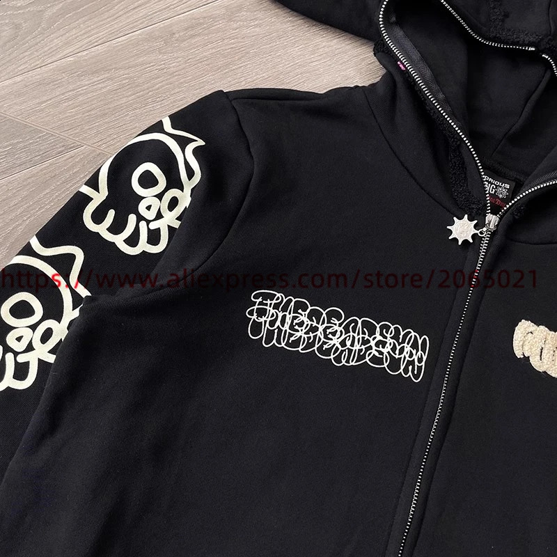 Towel Embroidered Cartoon Camouflage Glo Gang The Glory Full Zip Hoodie Men Women Vintage Hooded 240730