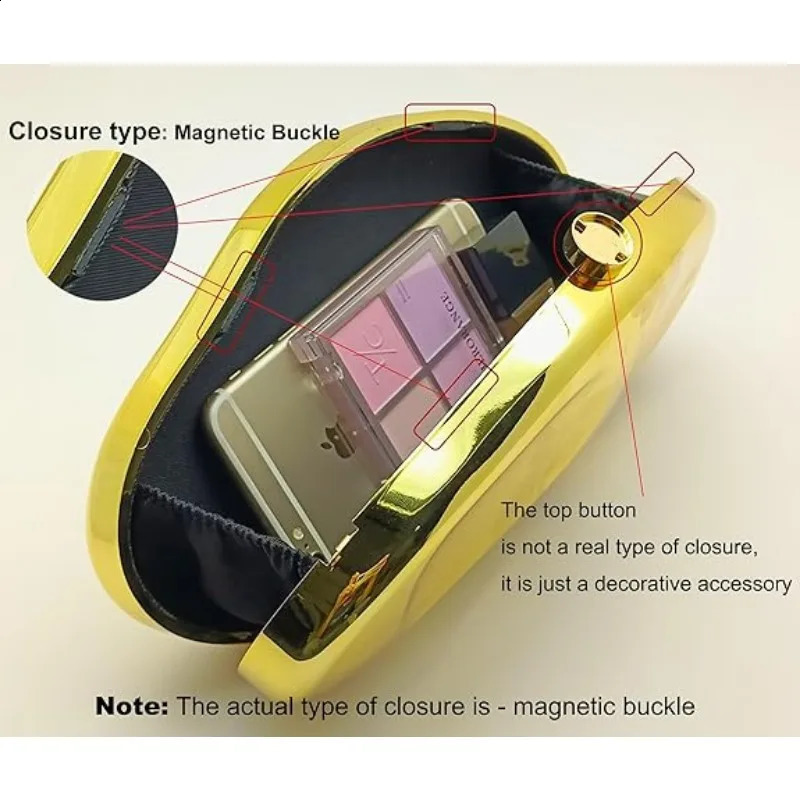 Acrylic Shell Shape Clutch Bag Women Evening Party Cute Metal Shiny Purse Gold Silver Blue Egg Handbag Quality Messenger Bag R250317