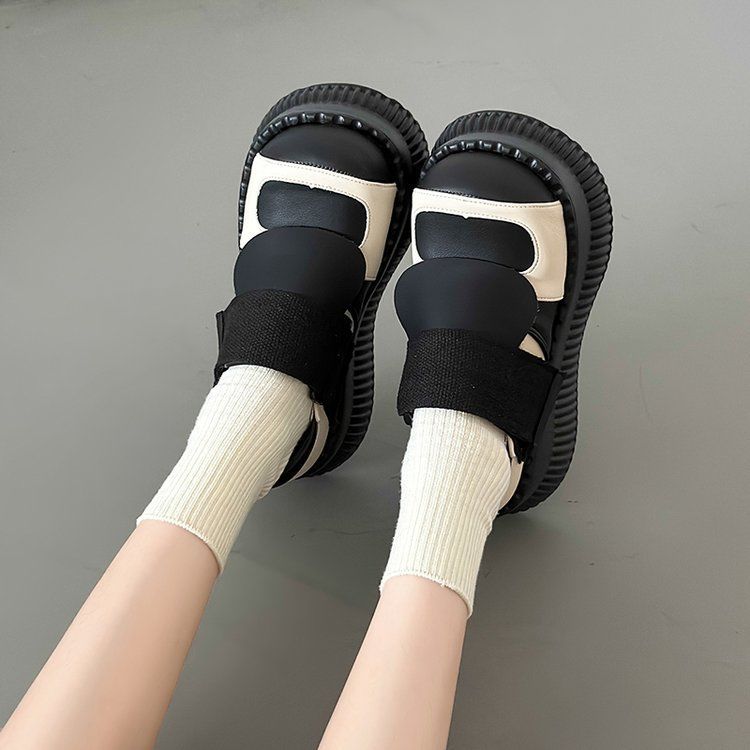 df05f Chunky 2023 Spring Loafers Japanese Style Slip On Black Single Pumps Shoes Women Fashion Girls Thick Sole Heel