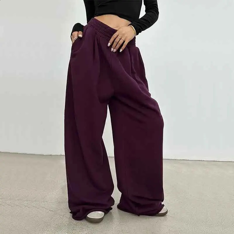 100% Cotton Loose Wide Leg Pants Women Fall Fashion Japanese High Waist Drawstring Casual Sweatpants Y2K Hip Hop Streetwear Z260314