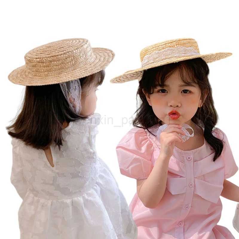 F62D Baby Girl Straw Hat Handmade Fisherman Sun-proof Bucket Summer Visor-CapXJ240730