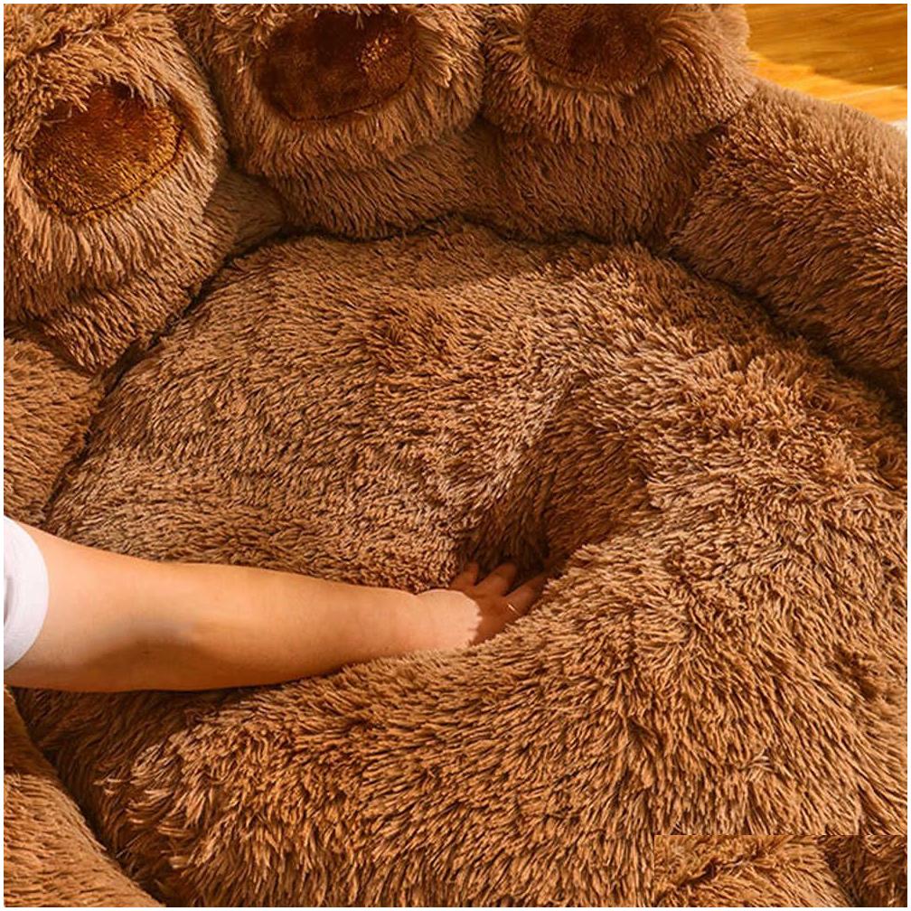 Cozy Bear Paw Dog Bed - Washable Indoor Outdoor Soft Sofa for Medium & Large Pets