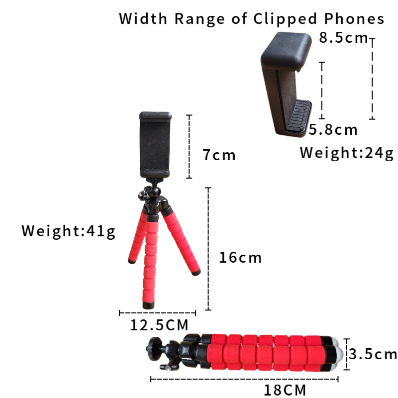 Mobile Phone Tripod Flexible Sponge Tablet Stand Holder with Clip and Wireless Remote For Smartphone Vlogging Travel Live Small Digital Camera Recorde