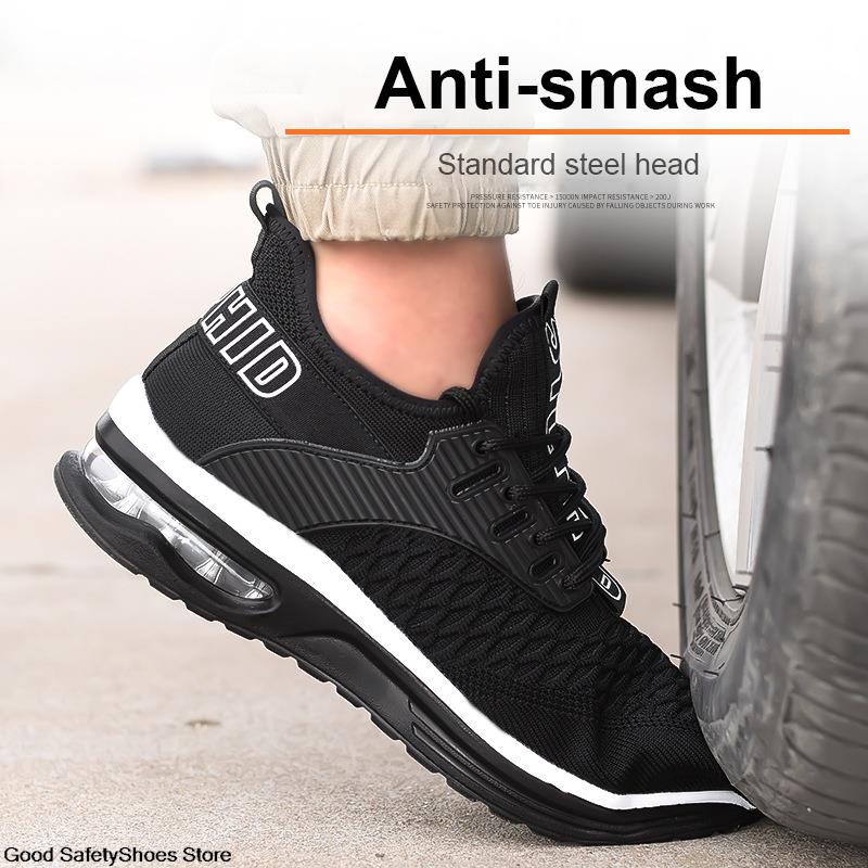 Cushion Air For Men Women Sneakers Breathable Anti-Smash Steel Toe Shoes Lightweight Safety Work Boots c178