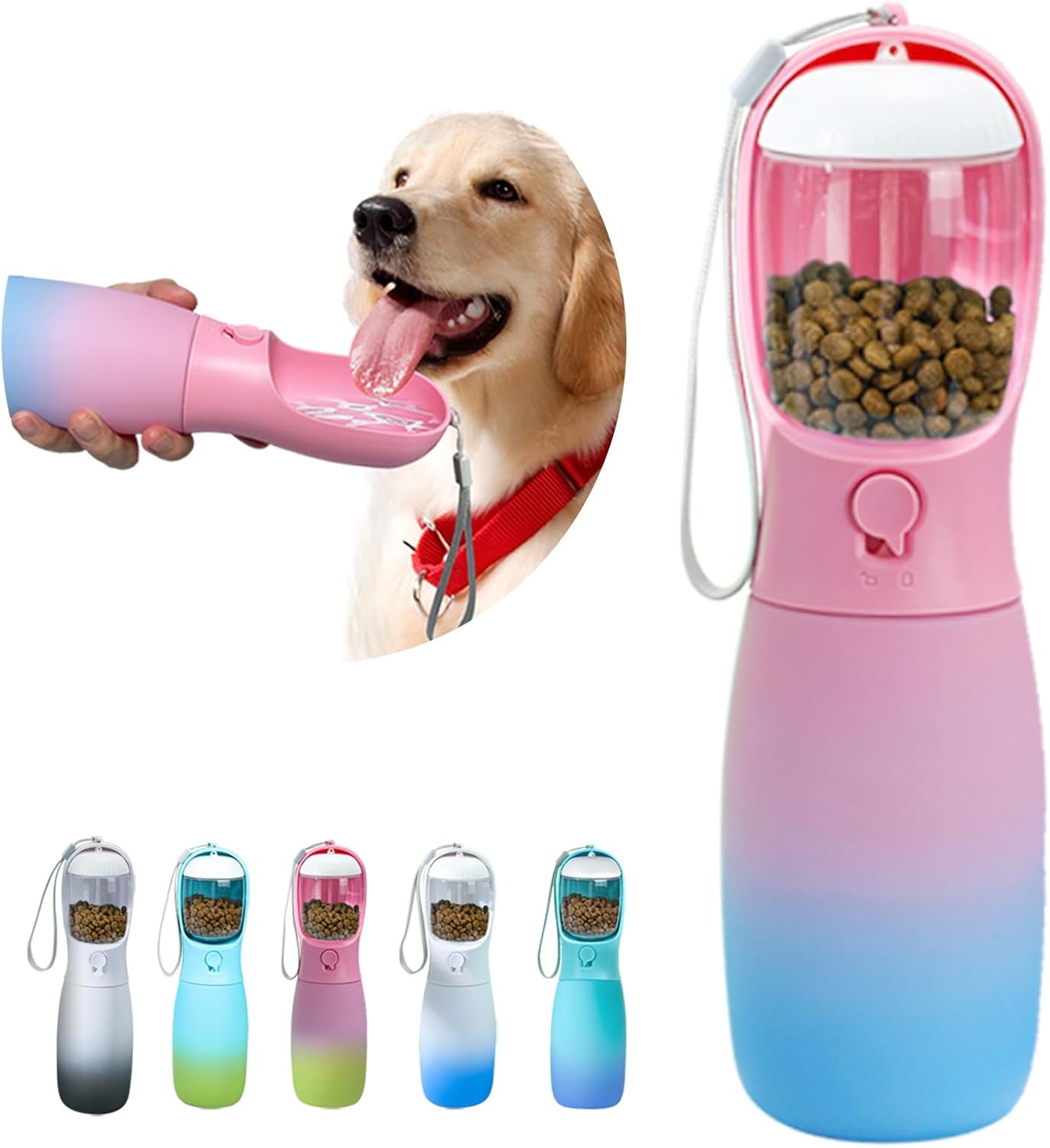 2-in-1 Bottle, Grade Travel Bottle for Dogs with Food Container, 19Oz Portable Water Bowl Dispenser, Dog Birthday Gifts,