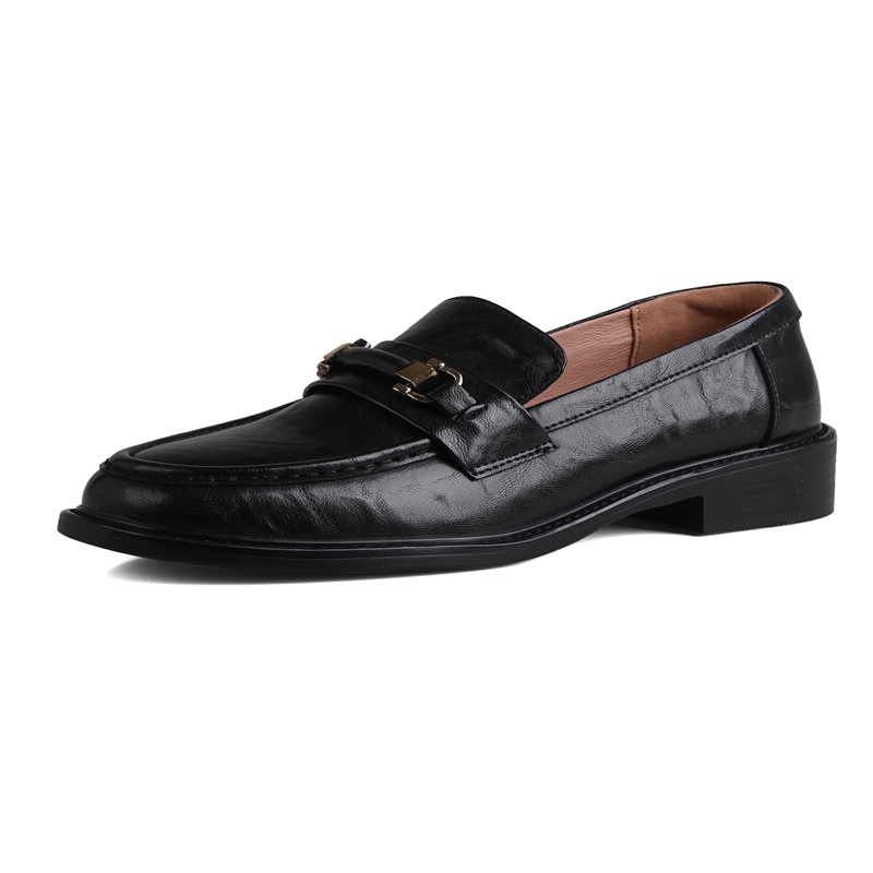 Loafers AIYUQI Square Toe 2024 New Genuine Leather Ladies Slip-on Vintage Buckle Classic Spring Shoes Women 8011