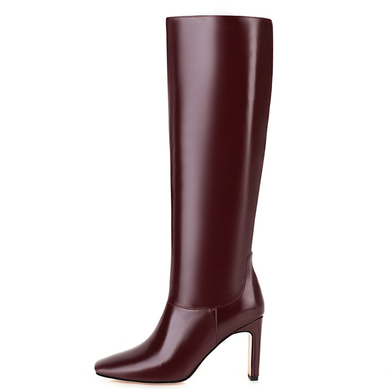 Knee Winter High Heel Long Knight Shoes Square Toe Fashion Sexy Boots For Women Large Size EU35-45