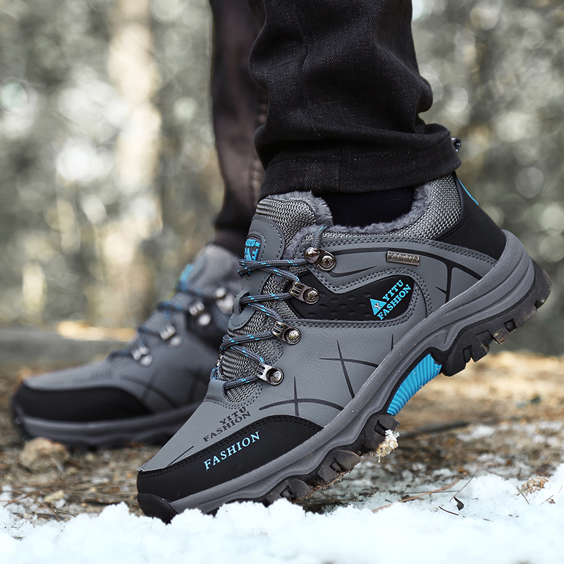 Snow Winter Waterproof Leather Sneakers Super Warm Men Platform Outdoor Male Hiking Boots Work Shoes Plus Size 6868