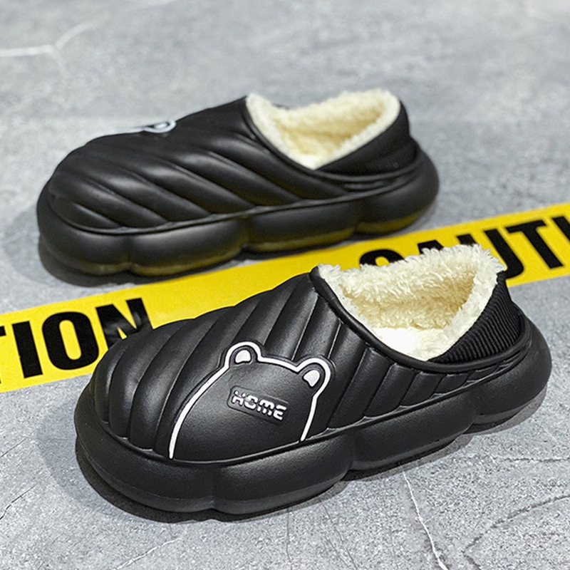 Warm Winter Men Home Slippers Thick Platform Waterproof Non-Slip Indoor Cotton Women Couples Ladies Cartoon New Bear Pattern Shoes 72cc